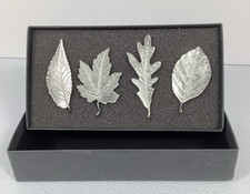 Vilmain Klinger USA Pewter 4pc Mixed Leaf Autumn Fall Napkin Rings in Box