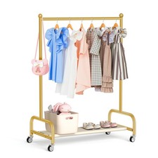 Kids Dress Up Rack with Wheels, Metal Small Kids Clothing Rack for Hanging Cl...