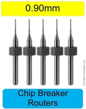 0.9mm .035" Router Bits Carbide Chip Breaker Fishtail FIVE Pcs. 1/8" Shaft R150