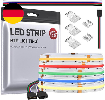 BTF-LIGHTING FCOB COB RGBWW(2700K) Flexibel LED Streifen 5M 896LED/M 24V | Hohe