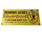 Vintage Fishing Lures Sign - Paw Paw Bait Co Gas Pump Porcelain Sign