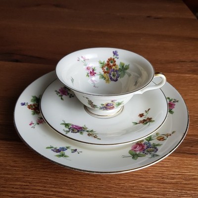 ROSENTHAL Philipp Sammler Kaffeegedeck weißes Porzellan Blumenbouquet Bavaria