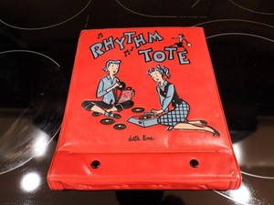 VINTAGE RHYTHM TOTE 45 RPM RECORD RED VINYL CARRYING CASE WITH HANDLES