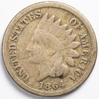 1864 Copper Nickel Indian Head Penny Cent Good (G)