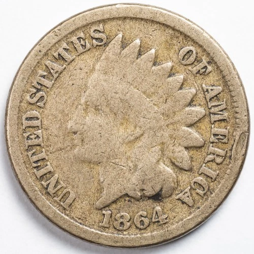 1864 Copper Nickel Indian Head Penny Cent Good (G)