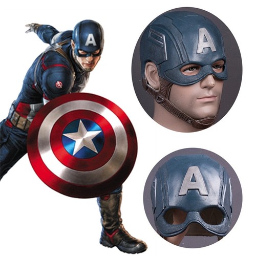 Captain America Helm Kostüm Latex Gummi Horror Grusel Maske Halloween Party - Bild 2 von 6