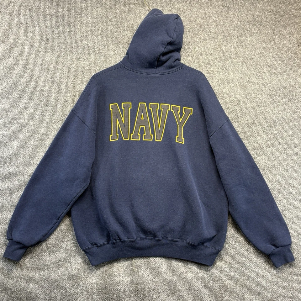 Sudadera con Capucha Vintage Marina de los Estados Unidos Hombres 2XL Azul Manga Larga Pullover Bolsillo Canguro EE. UU. Foto 3 de 4