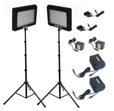 Bescor LED95DK2B LED Studio Lighting and Battery Kits with 2 Lights/Stands