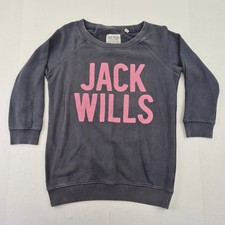 JACK WILLS Sweatshirt 8 Blue Women 100 Cotton Casual Pullover 3/4 Sleeve