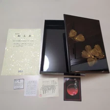 Echizen Lacquerware Letter Box 31.5x23.8x5cm Gold Leaf Pattern Used