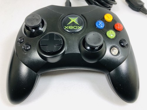 Original Xbox Controller Wired Black S-Type W/Breakaway Cable NEW THUMB GRIPS! - Picture 2 of 11