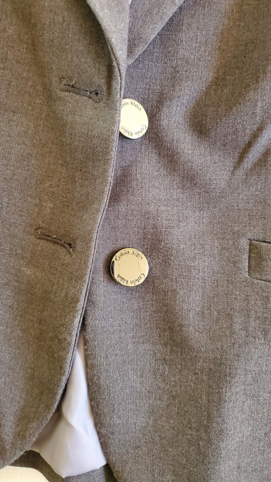 Calvin Klein Charcoal Gray Suit Blazer Jacket Size 4P Gem