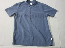 Jack O Neill Shirt Mens Large Blue Embroidered Fish Aloha Hawaiian Tropical Tuna