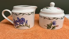 International Tableworks Terrace Blossoms Stoneware Sugar Bowl & Creamer Set