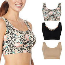 Rhonda Shear3-pack Infinity Edge Body Bra, Animal/Black /Beige, Small