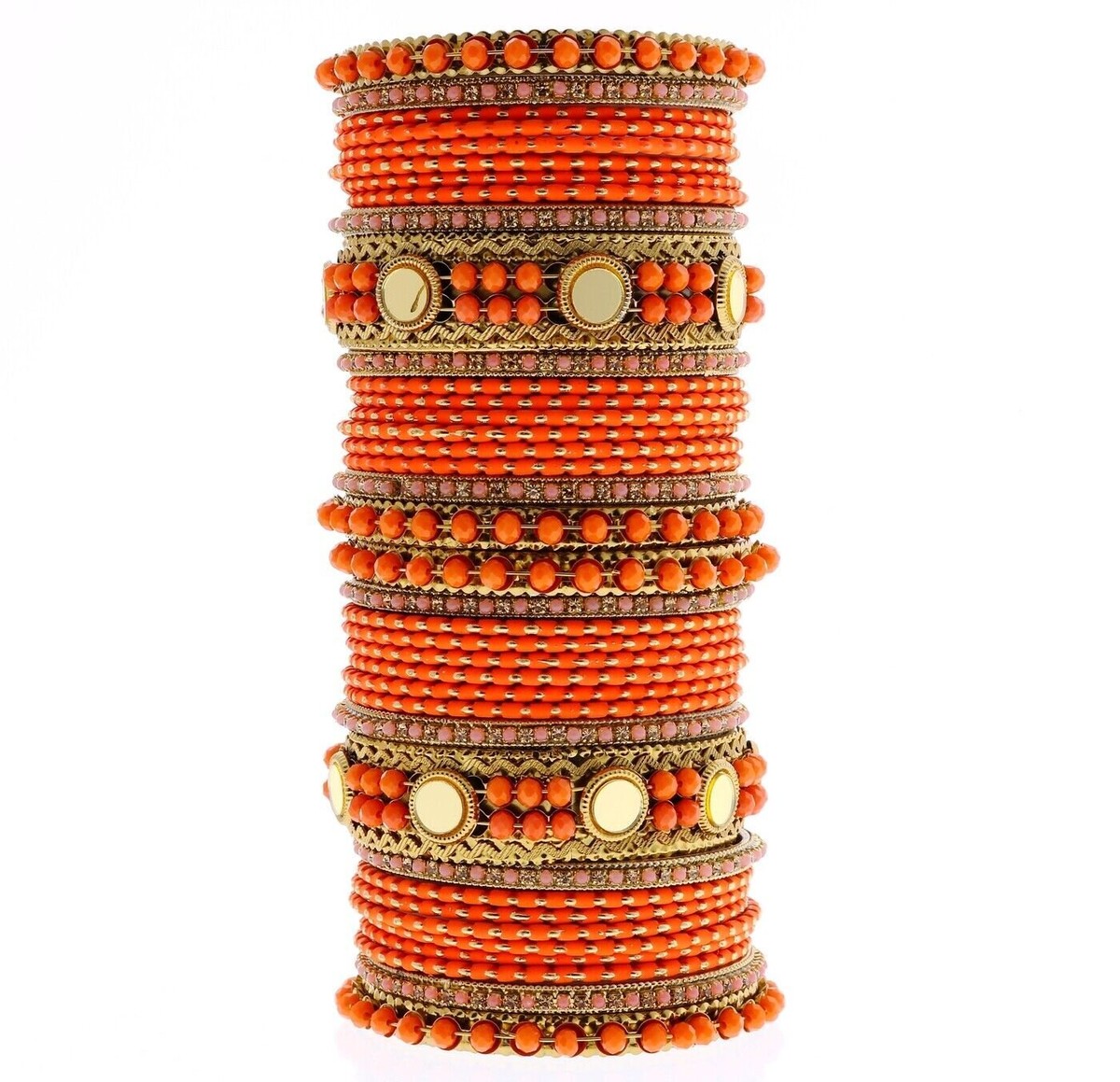 Indian Bangles, CG B Metal Coin Size (2x6) ORANGE- Hand Bangle