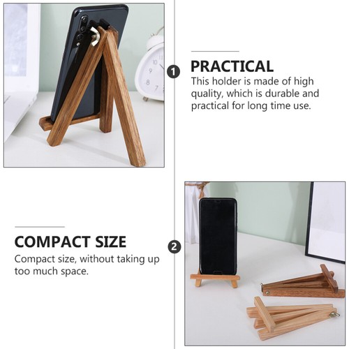 1pc Wooden Desktop Phone Stand Tabletop Phone Holding Stand Display Tripod - 第 2/12 張圖片