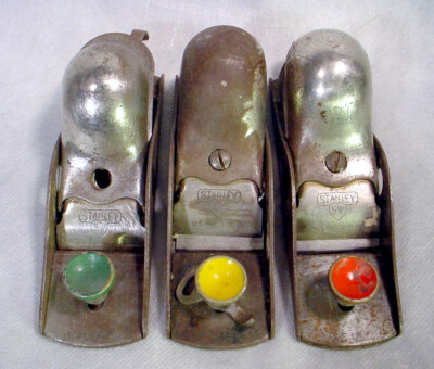 3 STANLEY Tools S-18 SWEETHEART Steel BLOCK PLANE Lot ANTIQUE Parts USA S18
