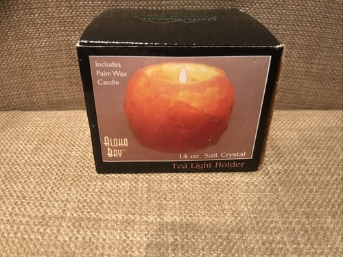 New Crystal Pink Himalayan Salt Tea Light Candle Holder 14 oz with Tea Light - 第 1/3 張圖片