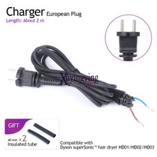 EU Plug Cable 220V AC Power Charger Cable For Dyson Hair Dryer HD01/HD02/HD03