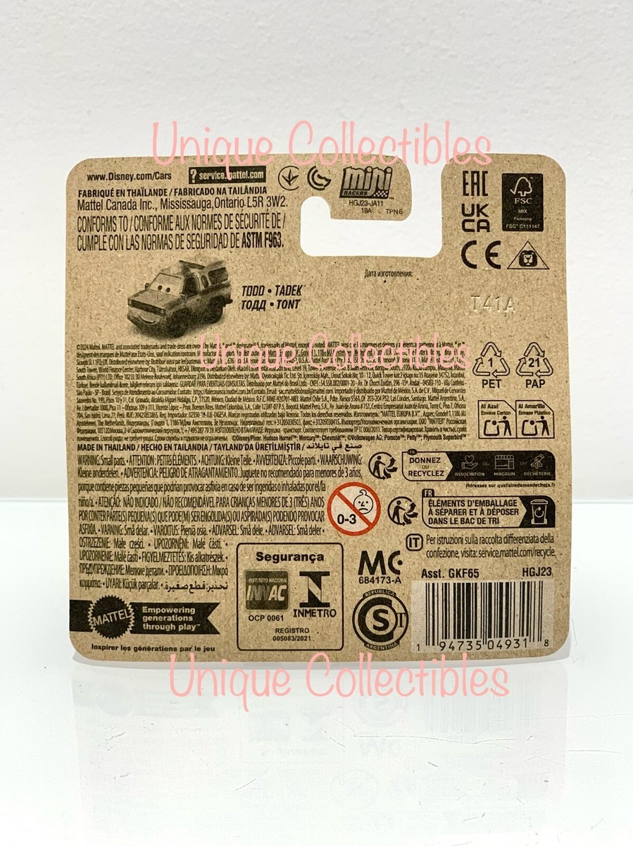 Disney Pixar Cars Mini Racers Todd Pizza Planet Single Pack 1 pack