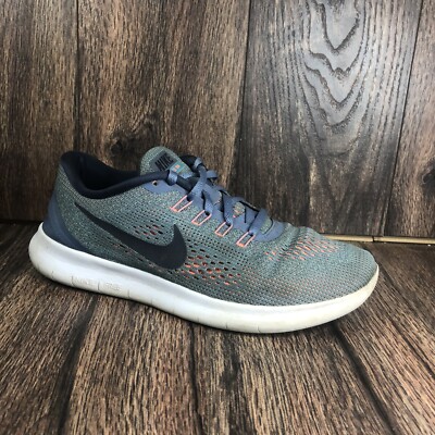 Nike Womens Free RN 831509-403 Blue Gray Running Shoes Lace Up Low Top Size 8