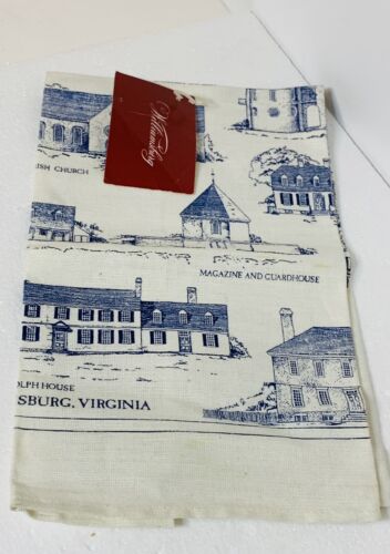 Serviette de cuisine souvenir Colonial Williamsburg VA monuments historiques lin thé neuf avec étiquettes - Photo 1/9
