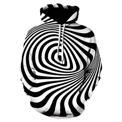 Loose Fit Couple Hooded Sweaters, Animal Print Long Sleeve Polyester Round Neck