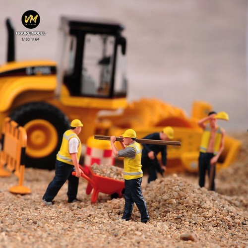 VM 1:64 Construction Workers Doll 6pcs Resin Miniature Figures F Car Toys Scene - Picture 9 of 21