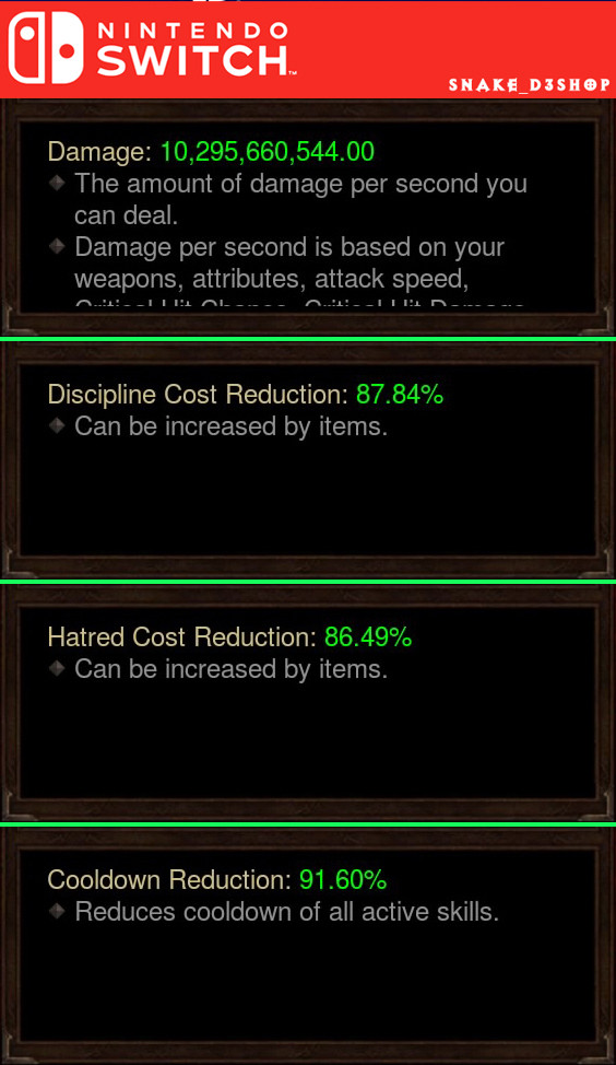 Diablo 3 Nintendo Switch Digital Item - Fully Modded Demon Hunter Speed Build - View #10