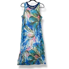 Soft Surroundings Maxi Dress Womens Size Medium Sleeveless Tropical Beachy Boho