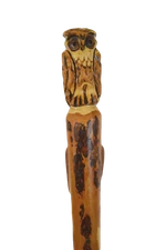 Owl Walking Stick carving, Strong, Hand-Made in the USA, Creation Carvings