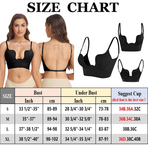 Women Low Back Bra Wire Lifting Deep U Backless Bra With Convertible Clear Strap - Picture 18 of 36