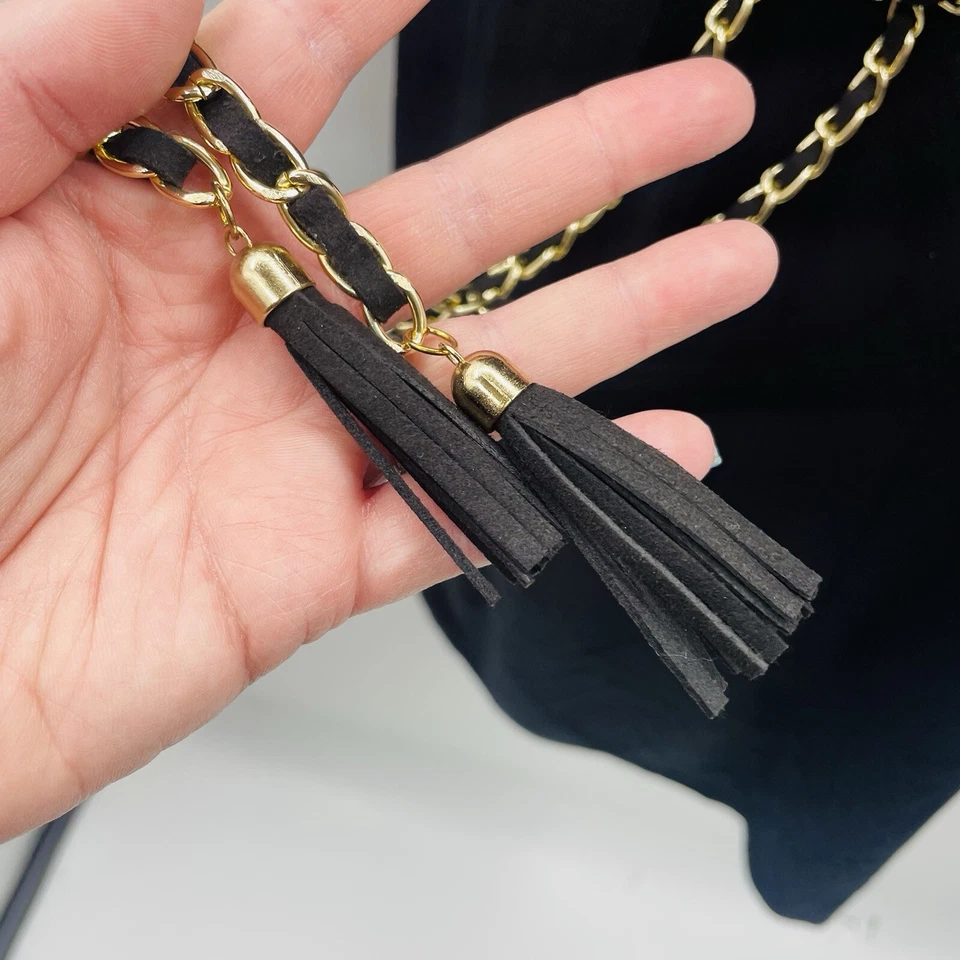 NY Collection Womens Size Large 3/4 Sleeve Sweater Dress with Chain Belt Black - Image 3 of 4