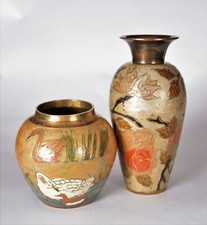 stary mosiężny wazon 2 szt. wazon brzuszny wazon stołowy wazon kwiatowy mosiężny wazon solidny