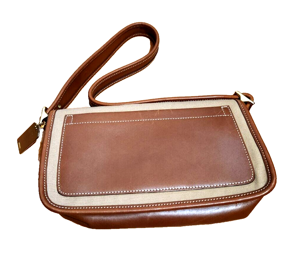 COACH VINTAGE LEGACY DEMI BROWN CANVAS LEATHER FLAP SM SHOULDER