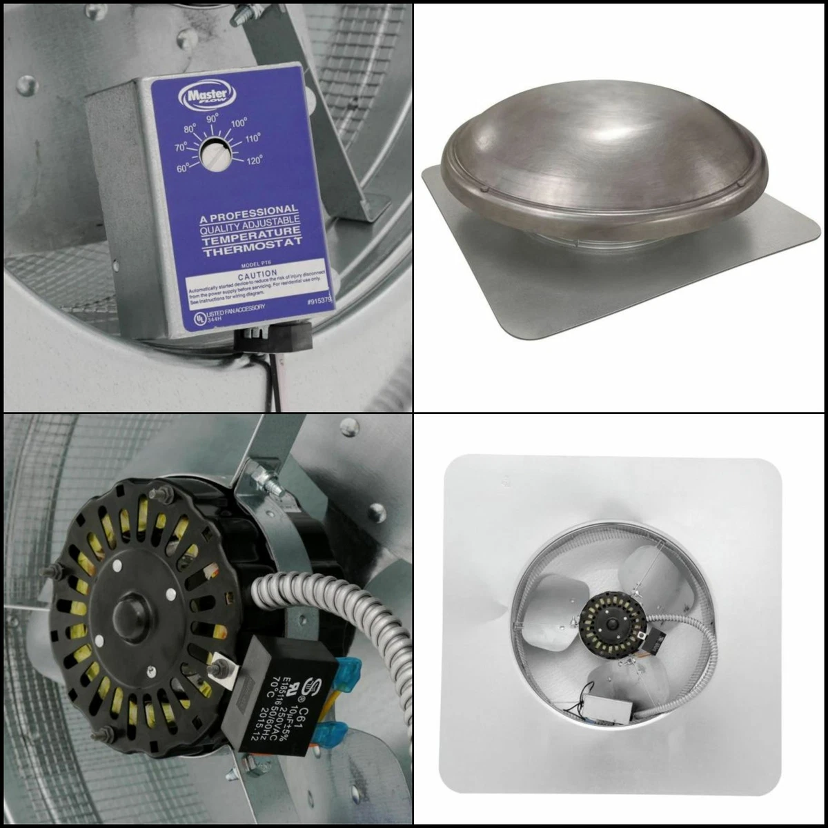 1000 cfm mill power roof mount attic fan | steel vent galvanized master flow  air | eBay