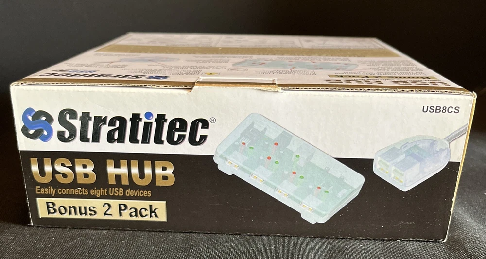 Stratitec 4 Port USB Hub Bonus 2 Pk NIB Connect 8 USB Devices Flash Hard Drive Stratitec 4 Port USB Hub Bonus 2 Pk NIB Connect 8 USB Devices Flash Hard Drive
