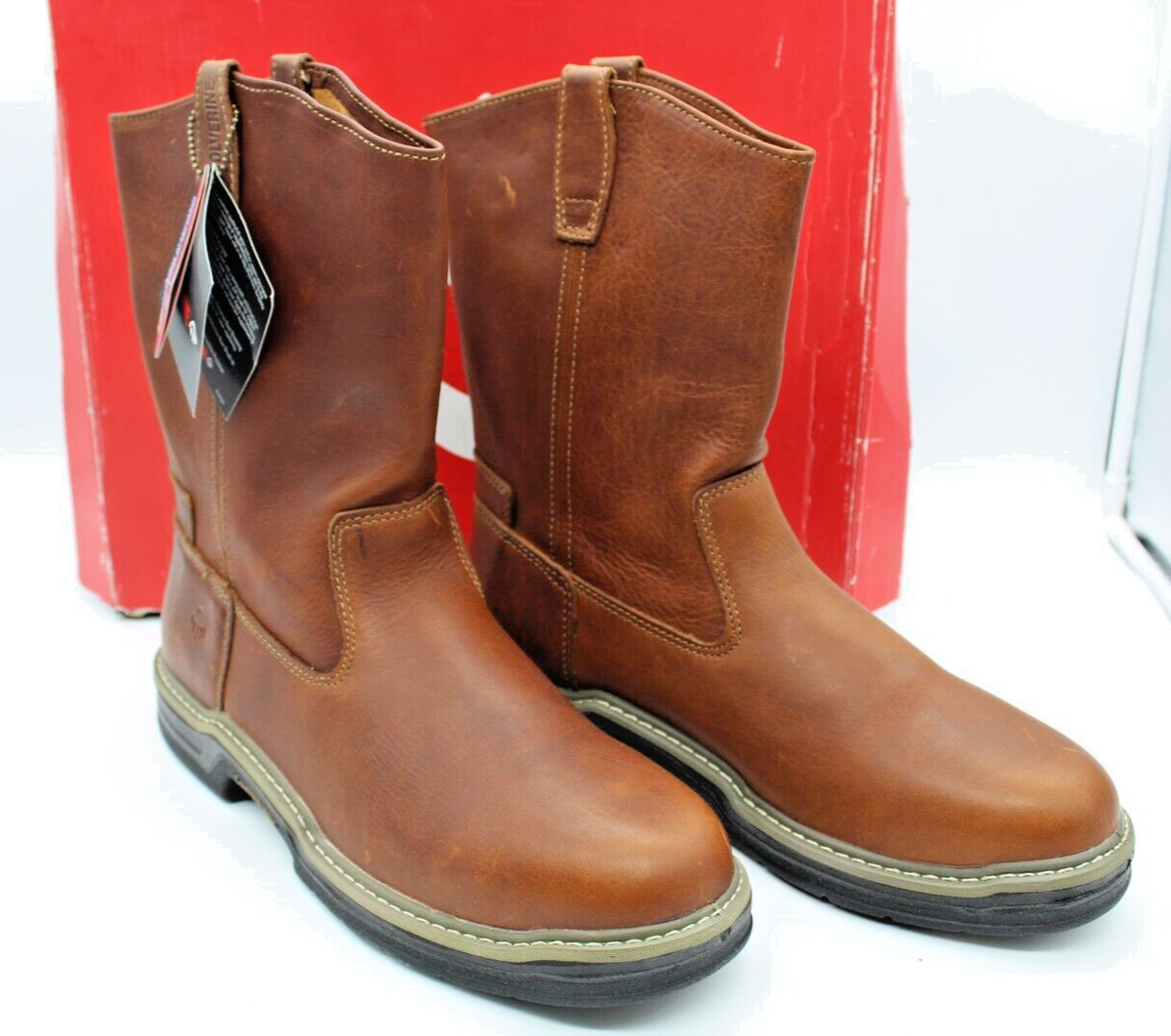 Wolverine Raider Contour Welt Brown Pull on Work Boot Mens 