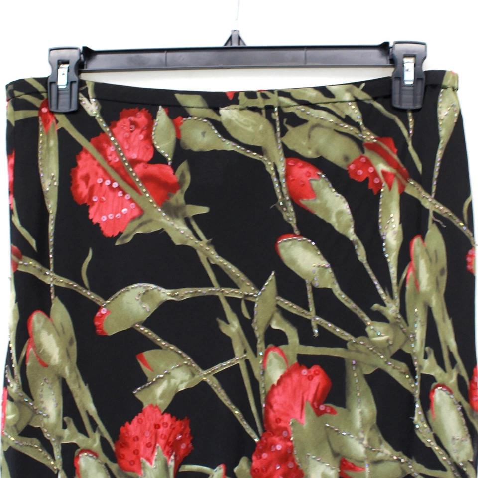 Papell Boutique Noche Vintage Y2K Cuentas Clavell Floral Forrado Seda Falda 14 Foto 2 de 4