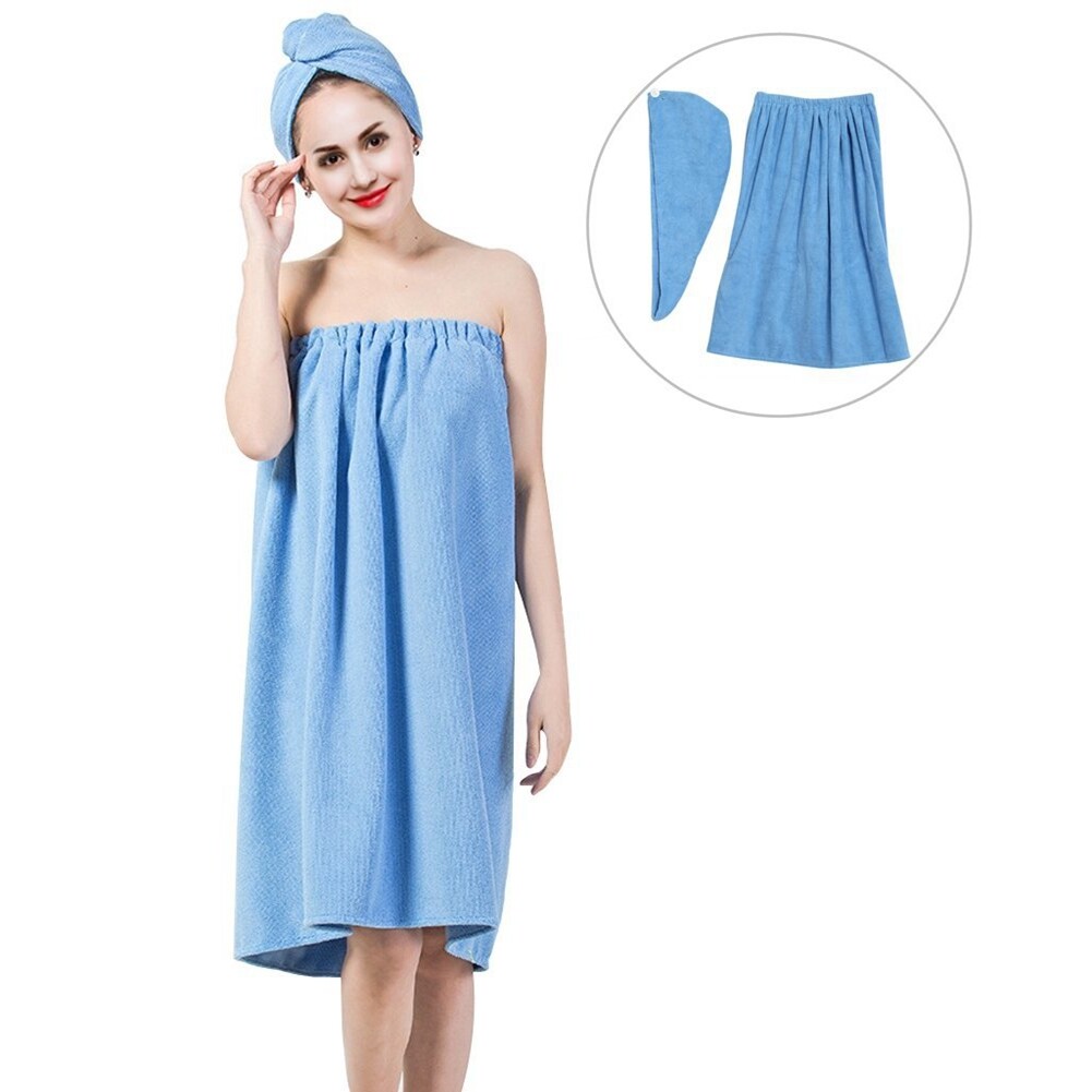 Set avvolgente corpo bagno donna spa accappatoio asciugamano con cappuccio asciugacapelli asciugacapelli...