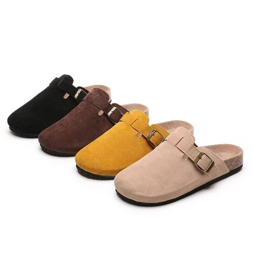Clogs Hausschuhe Kork Fußbett Sandalen Wildleder Pantoletten Rutschen Berufssch - Bild 4 von 26