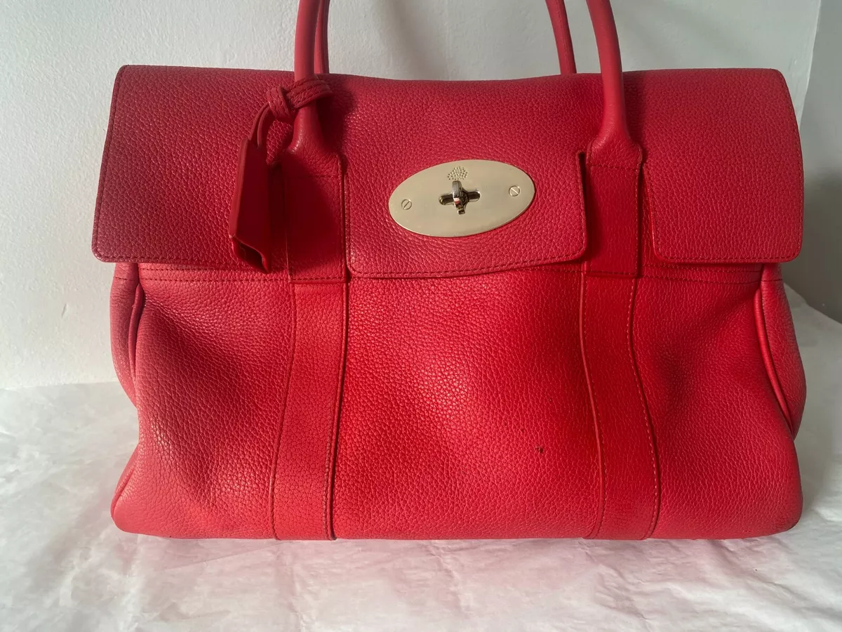 Genuine Mulberry Bayswater Lancaster red natural grain leather tote bag