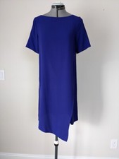 NWT EILEEN FISHER Silk Georgette Crepe Asymmetric Dress in Venus XXS XS  0 2 4