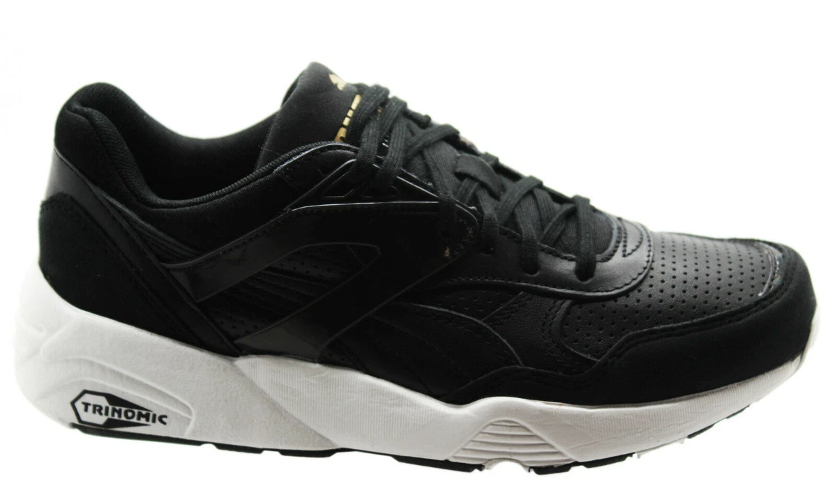 Puma Trinomic R698 Core Leather Men Trainers Running Shoes Black