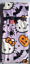 Hello Kitty Halloween Pumpkin Bats Cats Spiders 60 x 70" Purple Blanket NWT