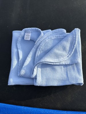 VTG Baby Morgan Baby Blanket BLUE Waffle Weave Knit Receiving Cotton BLUE USA
