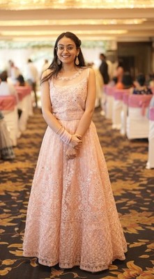 open lace back dress Blush Pink Anarkali – House Of Noori