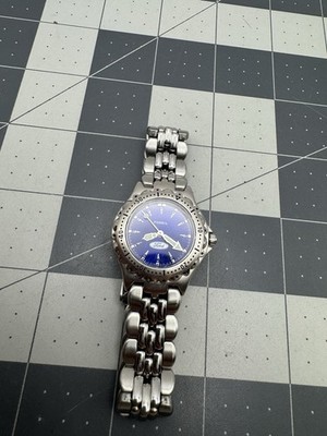 Fossil Womens Blue Stainless Dive Watch PR5030 Illuminous Needs Battery