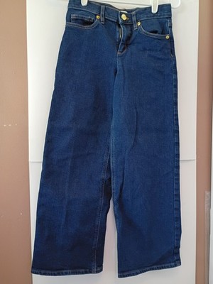 Crewcuts Girls Wide Leg Jeans With Gold Flower Button In Size 10 NWOT